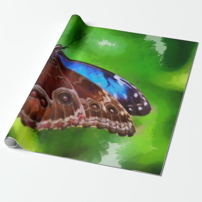 Butterfly painting wrapping paper (Unrolled)