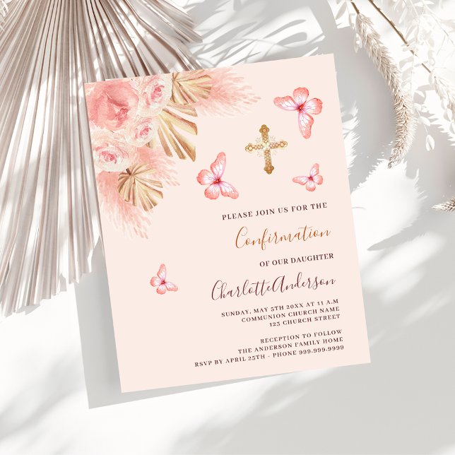 Butterfly pampas Confirmation invitation (Creator Uploaded)