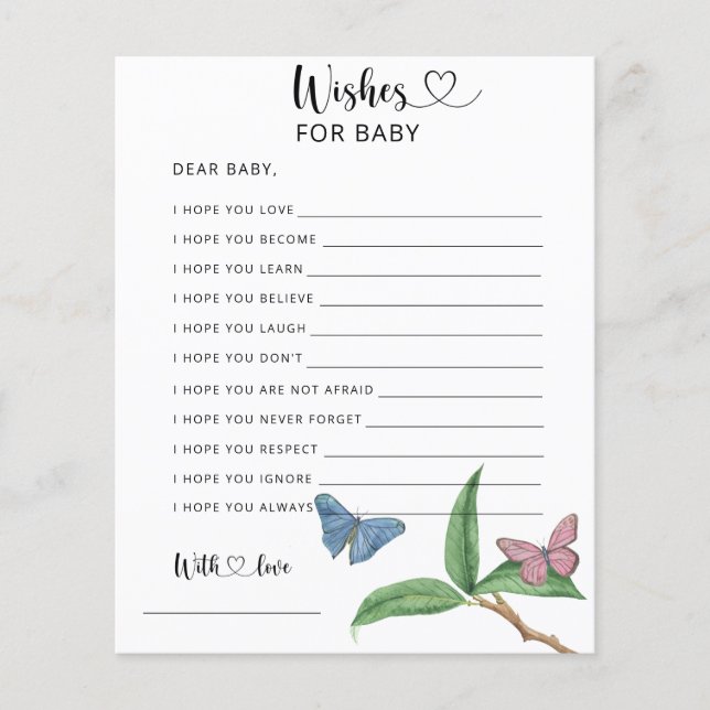Butterfly - Party game | wishes for baby (Front)
