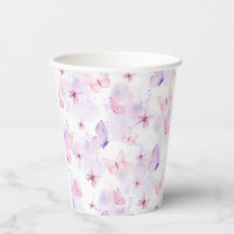 Butterfly Party Paper Cups Purple and Pink