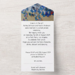 Butterfly party wedding invitation all in one