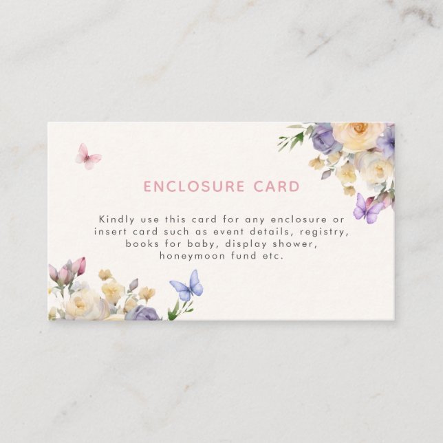 Butterfly Pastel Florals Colourful Enclosure Card (Front)
