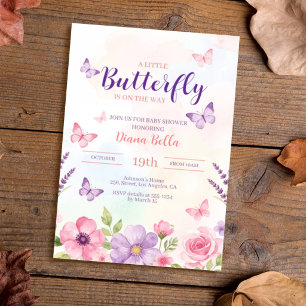 Butterfly Pastel Watercolor Baby Shower  Invitation
