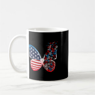 Butterfly Patriotic Peace Signs 4th Of July Us Fla Coffee Mug