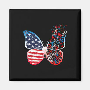 Butterfly Patriotic Peace Signs 4th Of July Us Fla Magnet