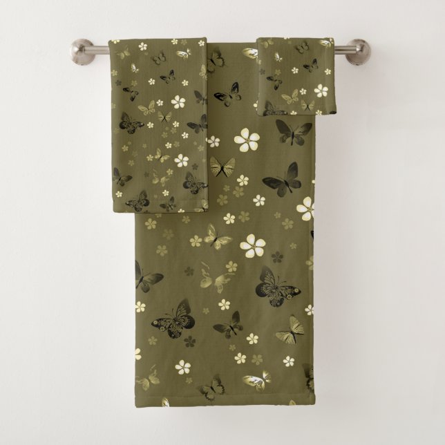 Butterfly Pattern 4 Bath Towel Set (Insitu)