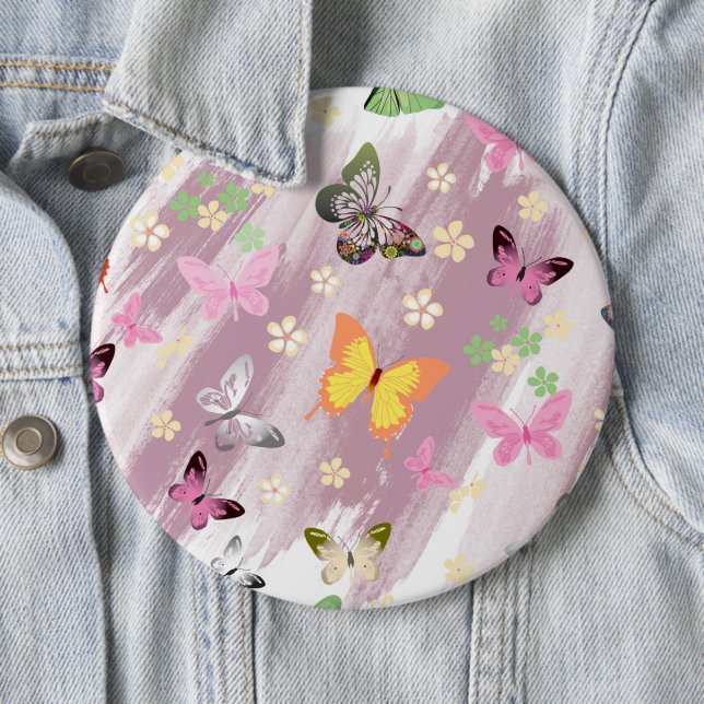 Butterfly Pattern 7 6 Cm Round Badge (In Situ)