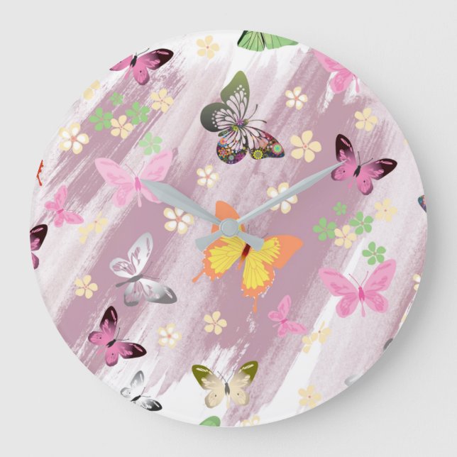 Butterfly Pattern 7 Large Clock (Front)