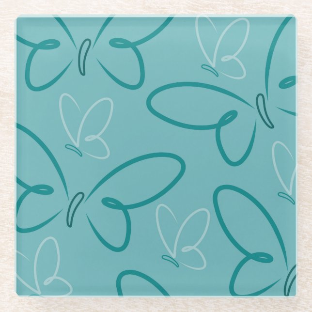 Butterfly pattern glass coaster (Front)