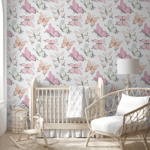 Butterfly Pattern Nursery Wallpaper