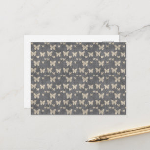 Butterfly Pattern, Pattern Of Butterflies, Grey Postcard
