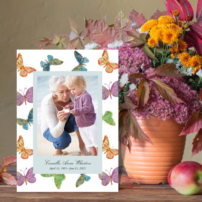 Butterfly Pattern Photo Memorial Folded Program (Creator Uploaded)