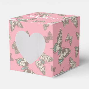 Butterfly pattern pink thank you wedding favour bo box