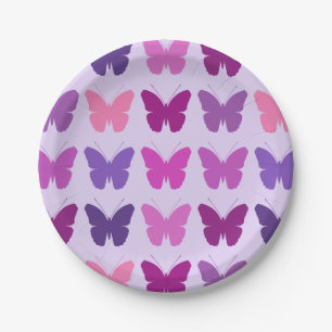 Butterfly Pattern Pinks Purples Mauves Lilac Paper Plate