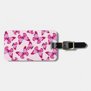 Butterfly Pattern Pretty Pink Purple Luggage Tag