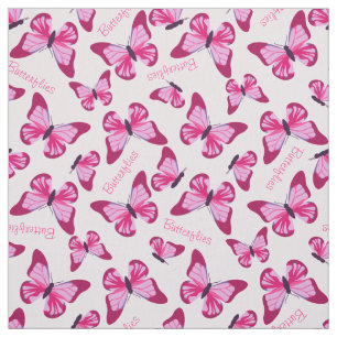Butterfly Pattern Pretty Pink Purple Personalised Fabric