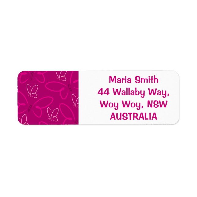 Butterfly pattern return address label (Front)