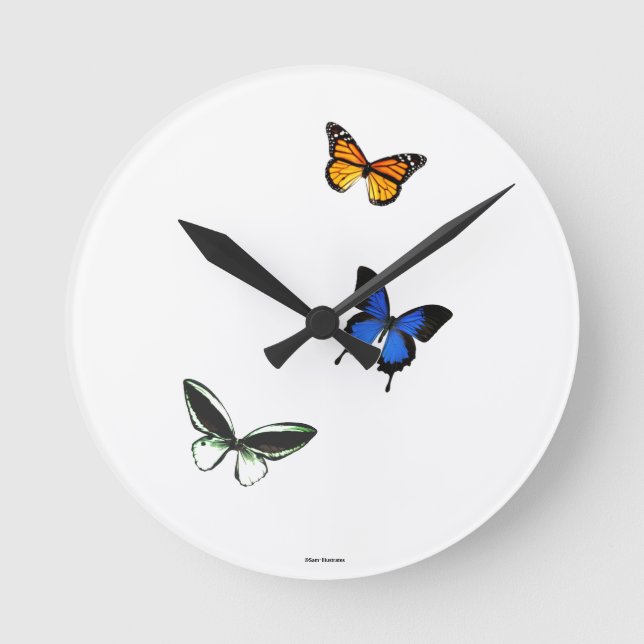 Butterfly Pattern Round Clock (Front)