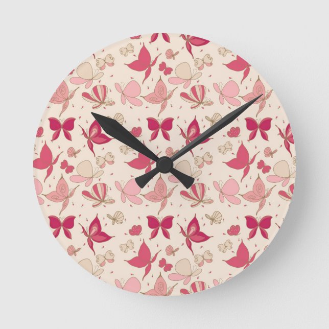 butterfly pattern round clock (Front)