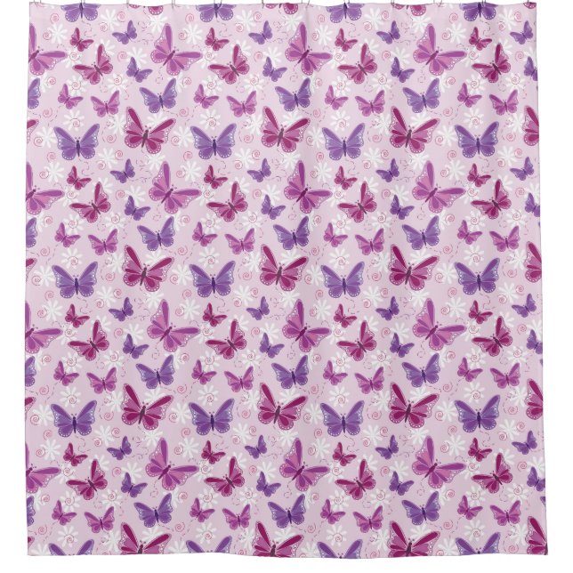 butterfly pattern shower curtain (Front)