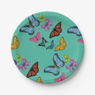 Butterfly pattern texture paper plate