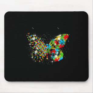 Butterfly Peace Lover Autism Awareness Month Men W Mouse Pad