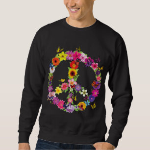Butterfly Peace Sign Floral Flower Garden Nature Sweatshirt