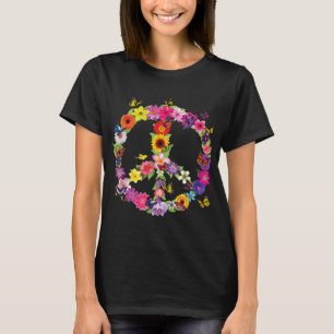 Butterfly Peace Sign Floral Flower Garden Nature T-Shirt