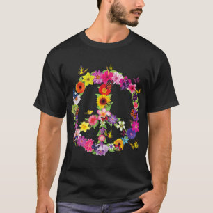Butterfly Peace Sign Floral Flower Garden Nature T-Shirt