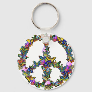 Butterfly Peace Symbol Key Ring