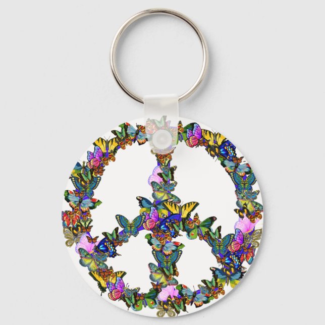 Butterfly Peace Symbol Key Ring (Front)