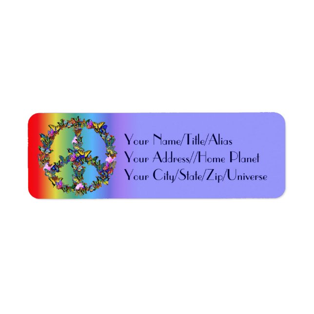 Butterfly Peace Symbol Return Address Label (Front)