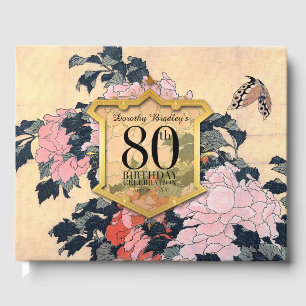Butterfly Peonies 80th Birthday Celebration Guest  Guest Book