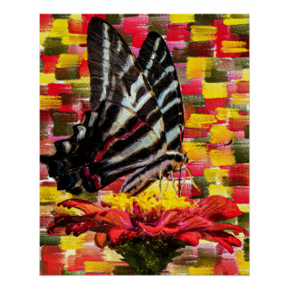 Butterfly perch on the flower poster