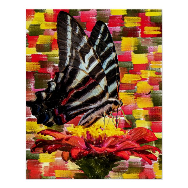 Butterfly perch on the flower poster (Front)