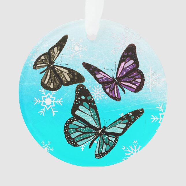 Butterfly Personal Message Christmas Keepsake Ornament (Front)