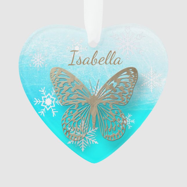 Butterfly Personal Message Christmas Keepsake Ornament (Front)