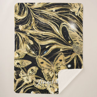 Butterfly Personalised Name Sherpa Blanket
