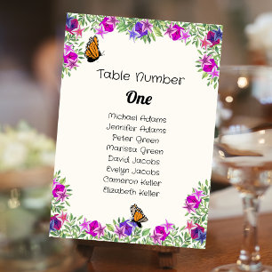 Butterfly Petunia Table Number