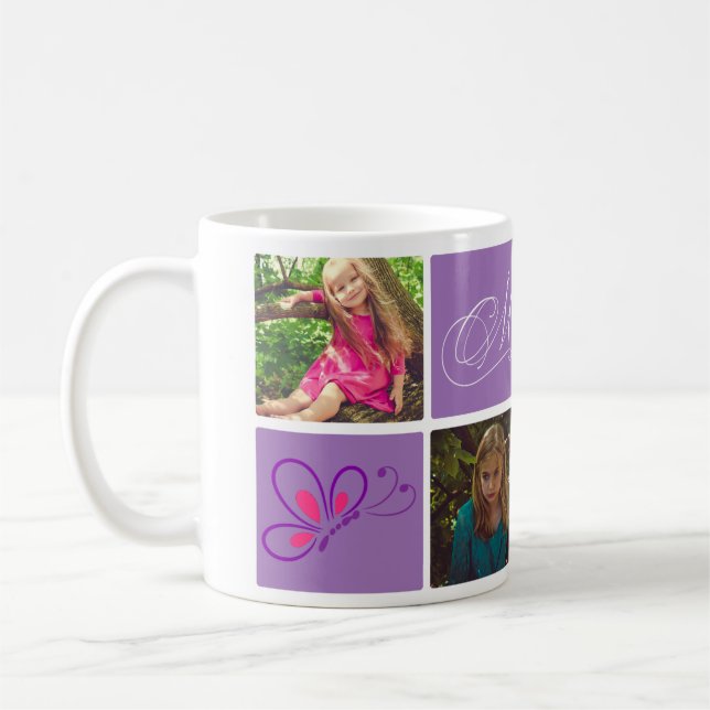 Butterfly Photo Collage Gift for Mum Mother's Day Coffee Mug (Left)