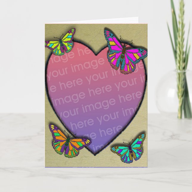 Butterfly Photo Frame Card Customisable Template (Front)