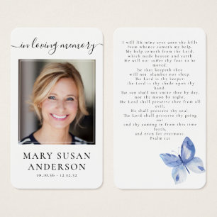 Butterfly Photo Funeral Memorial Prayer Card