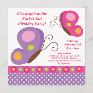 Butterfly- Pink and Purple Invitation