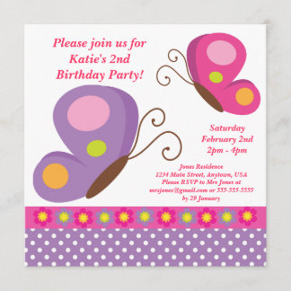 Butterfly- Pink and Purple Invitation