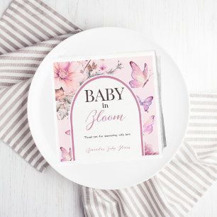 Butterfly Pink Baby in Bloom Girl Baby Shower Napkin