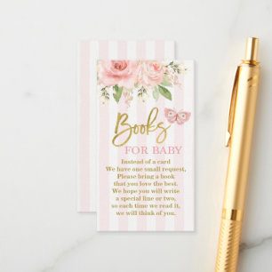 Butterfly pink baby shower girl bring a book enclosure card