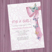 Butterfly Pink baby shower Invitation