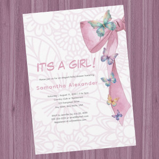 Butterfly Pink baby shower Invitation