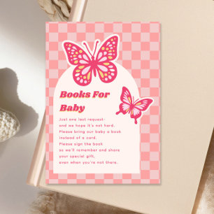 Butterfly Pink Books For Baby Shower Enclosure Card
