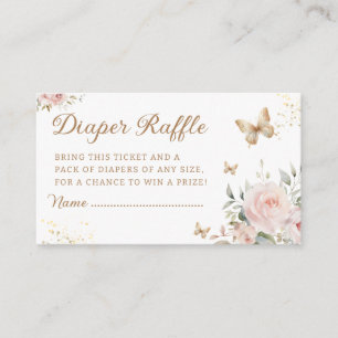 Butterfly pink Floral Baby Shower Diaper Raffle Enclosure Card